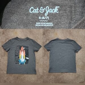 Cat & Jack Space Explorer Rocket Grey Tee Sz Sm